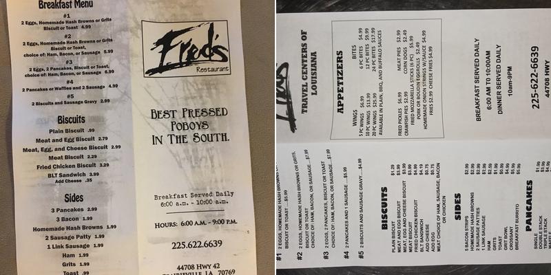 Fred’s On The River – Food Mart and Deli Menu