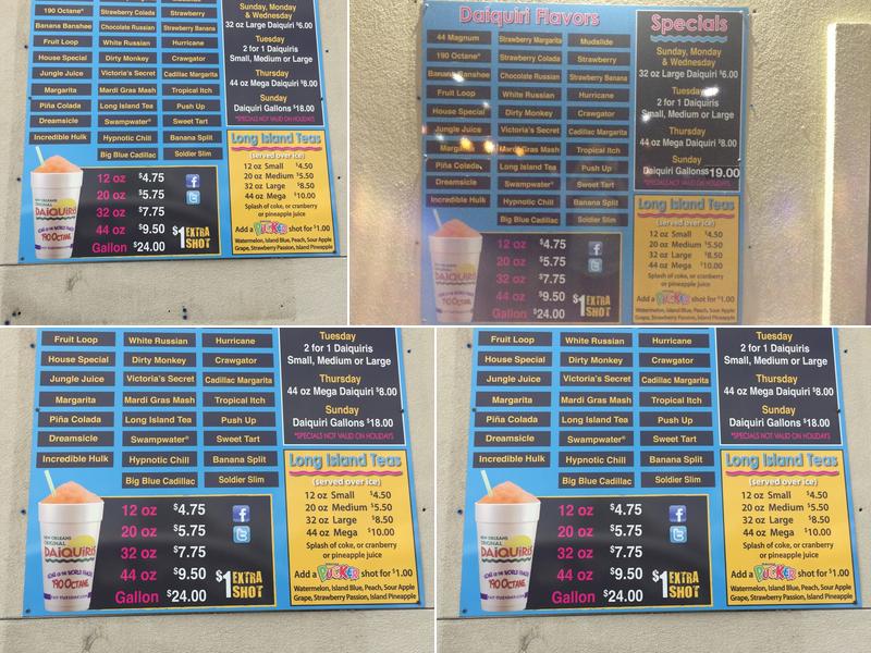 New Orleans Original Daiquiri Menu