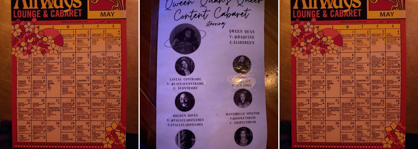 The AllWays Lounge & Cabaret Menu