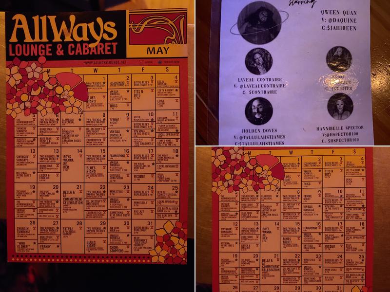 The AllWays Lounge & Cabaret Menu