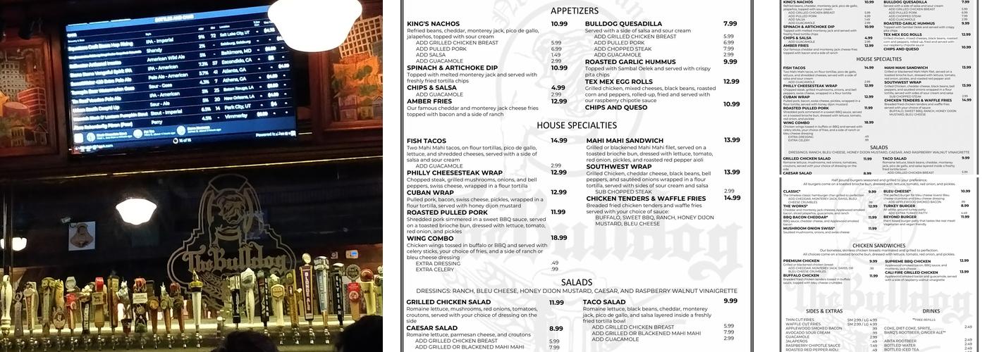 The Bulldog, Uptown Menu