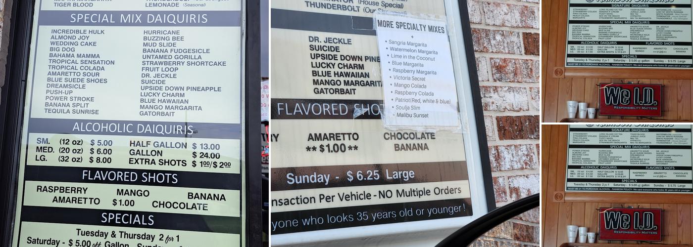 Rainbow Daiquiris Menu