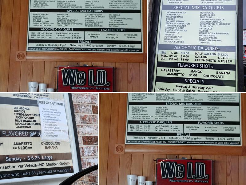 Rainbow Daiquiris Menu
