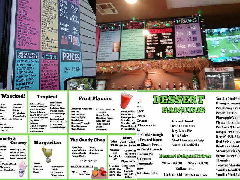 Wiseguys Daiquiris Menu