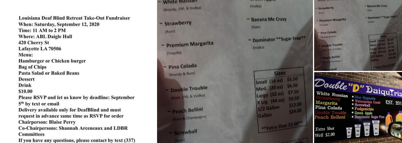 Double D Daiquiris Menu