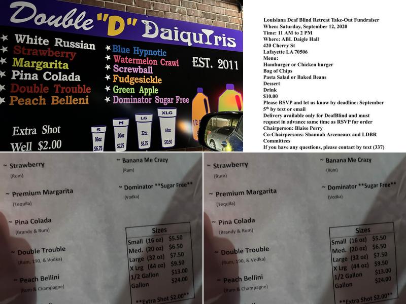 Double D Daiquiris Menu