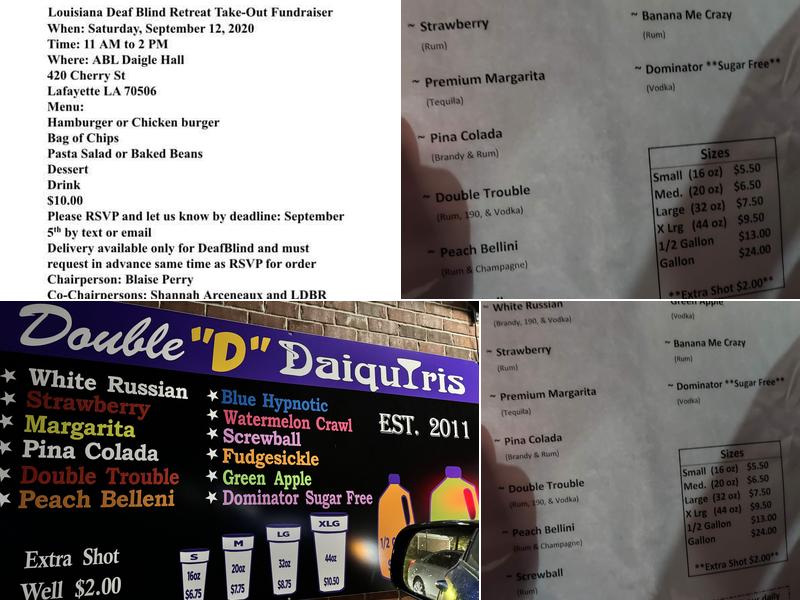 Double D Daiquiris Menu