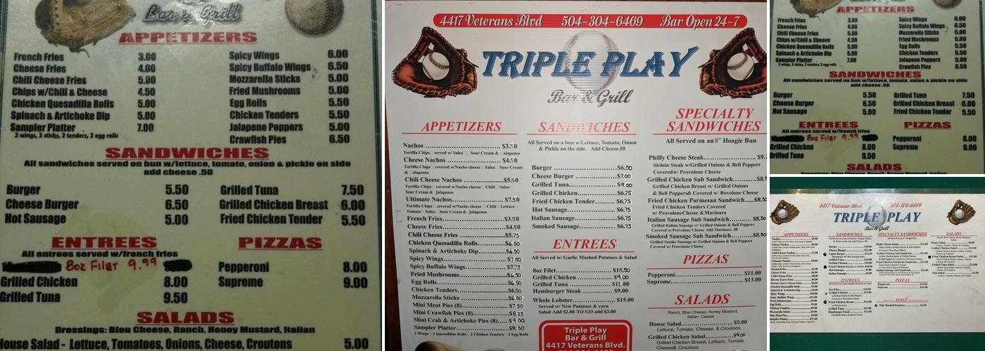 Triple Play Menu
