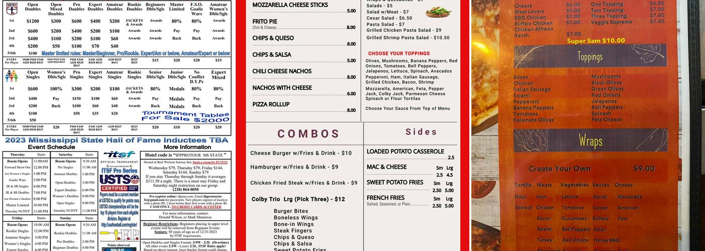Sam's Place Menu