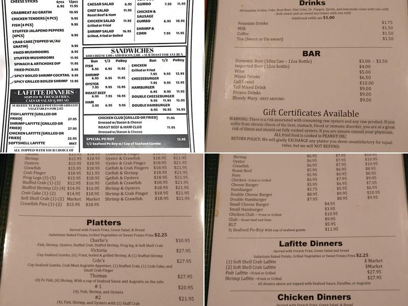 Charlie's Place Menu