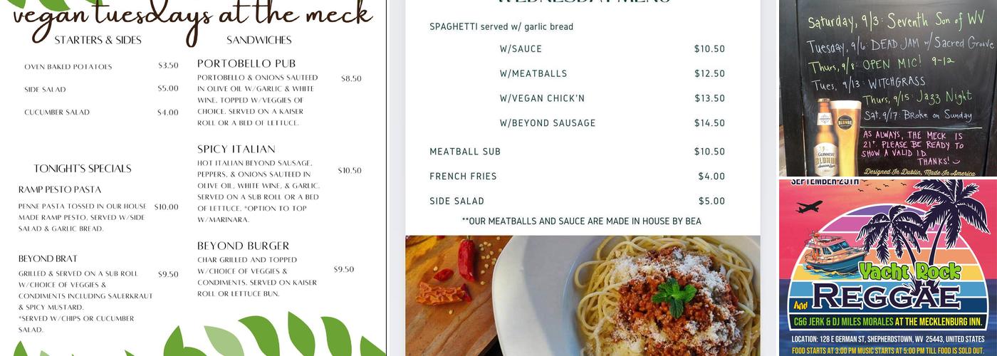 The Mecklenburg Inn Menu