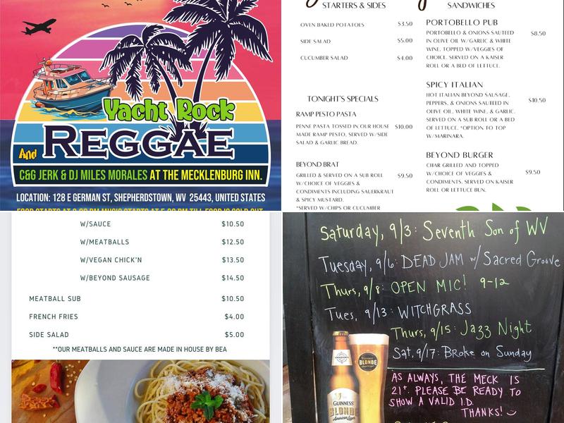 The Mecklenburg Inn Menu