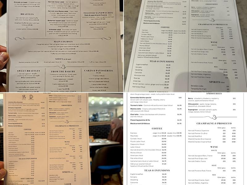 Harrods Café Menu