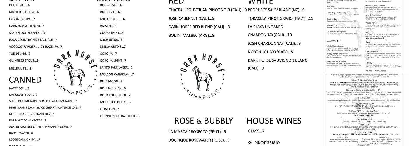 DARK HORSE Menu