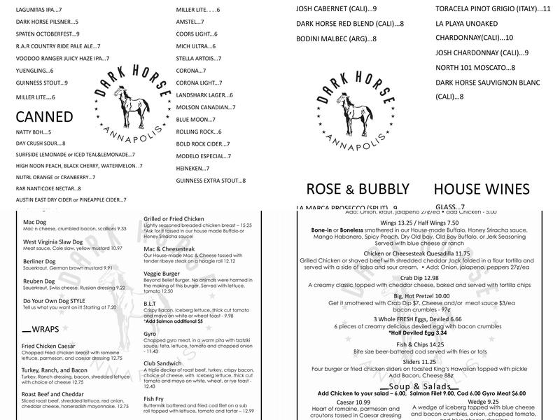 DARK HORSE Menu