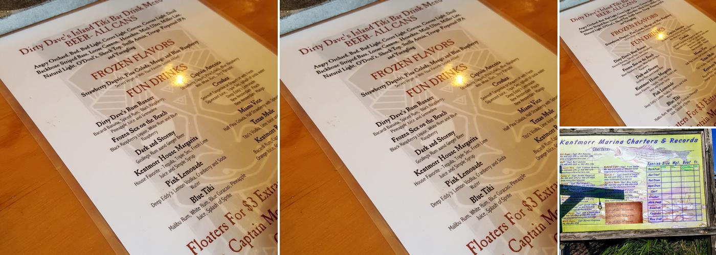 Dirty Dave's Tiki Bar Menu