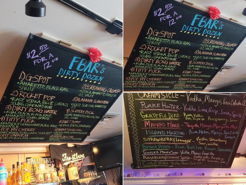 F Bar Menu