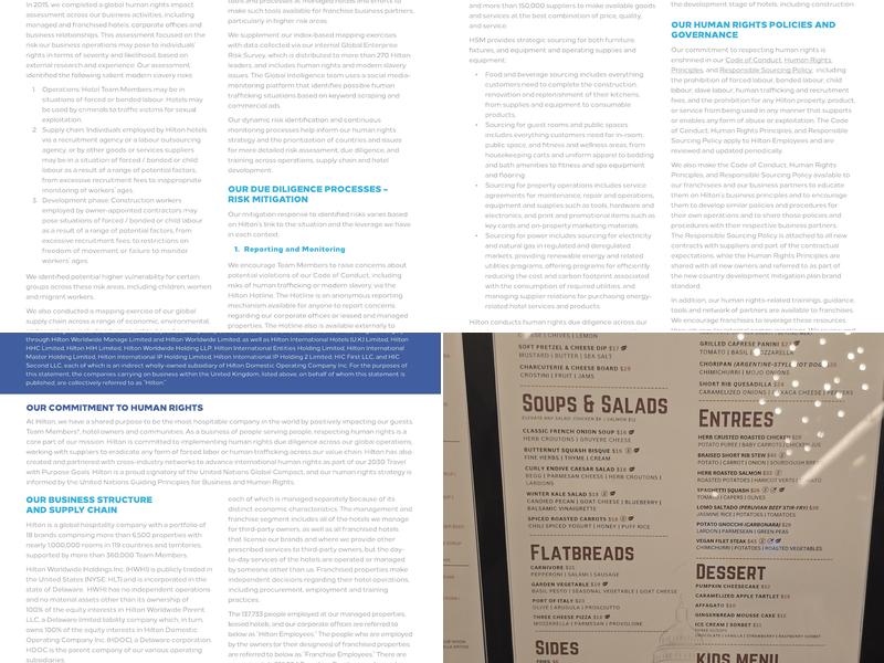 Federal City Bar Menu