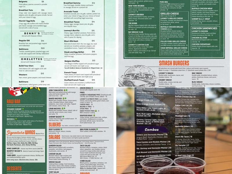 Looney's Pub Menu