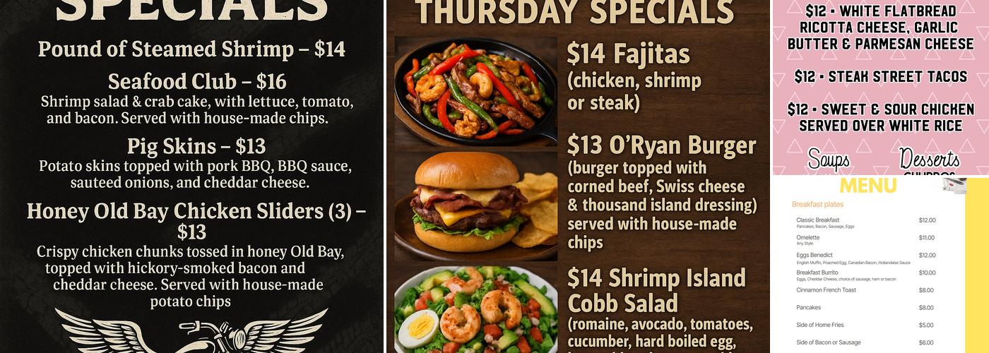 Sylvesters Saloon Menu