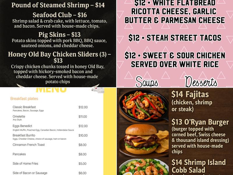 Sylvesters Saloon Menu