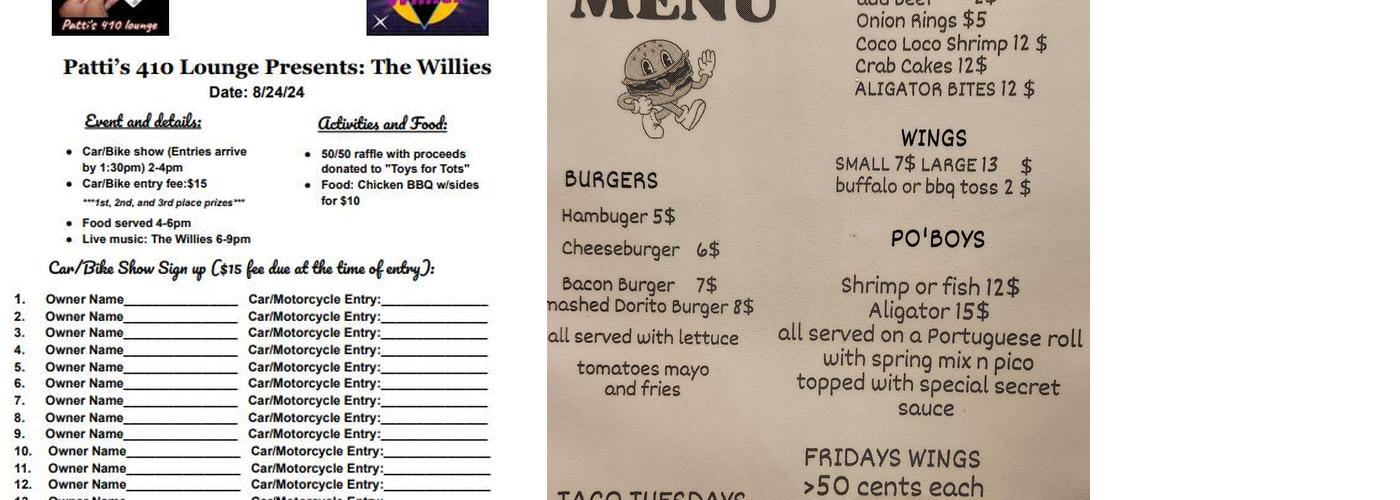 Patti's 4 10 Lounge Menu