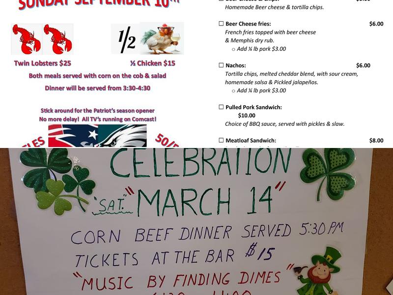 Franco American Club Functions Menu