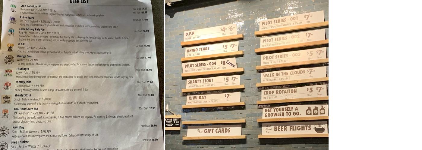 Old Planters Brewing Co. Menu