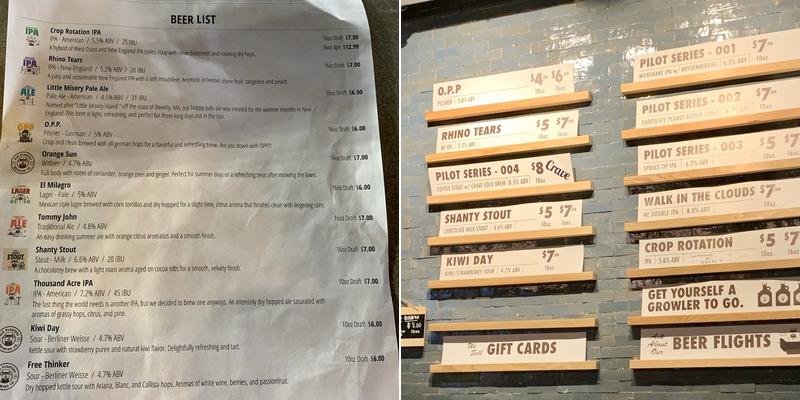 Old Planters Brewing Co. Menu