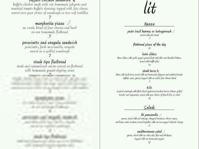 Lit Amherst Menu