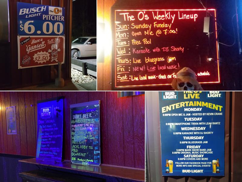 The O's Music Bar Menu