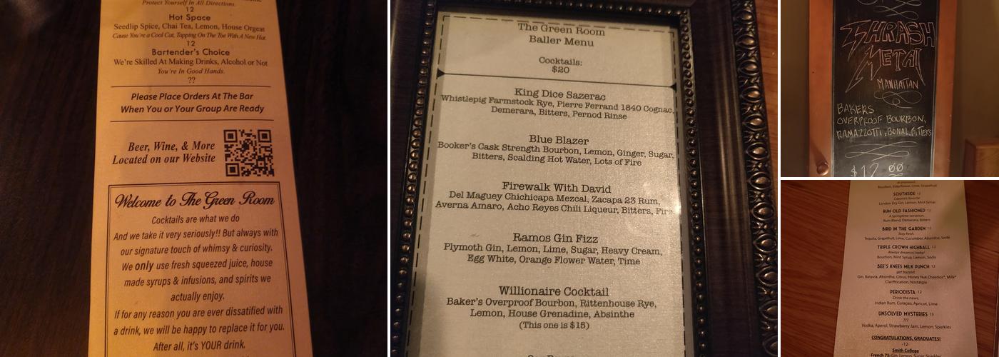 Green Room Menu