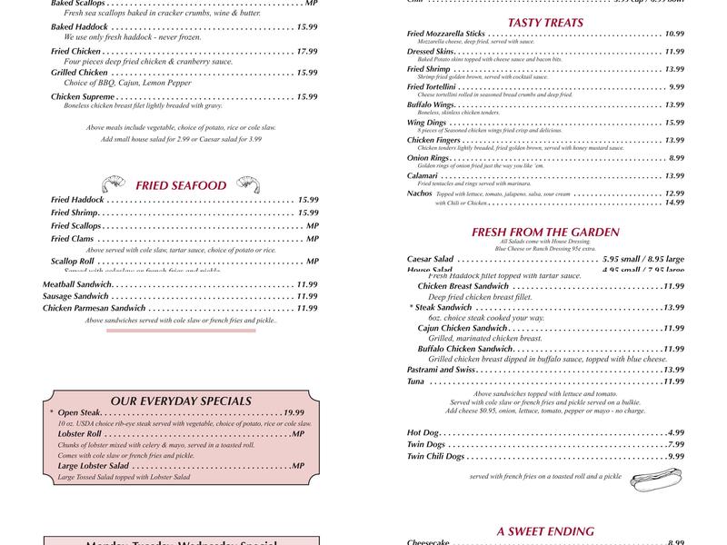 JP's Restaurant Pub Menu