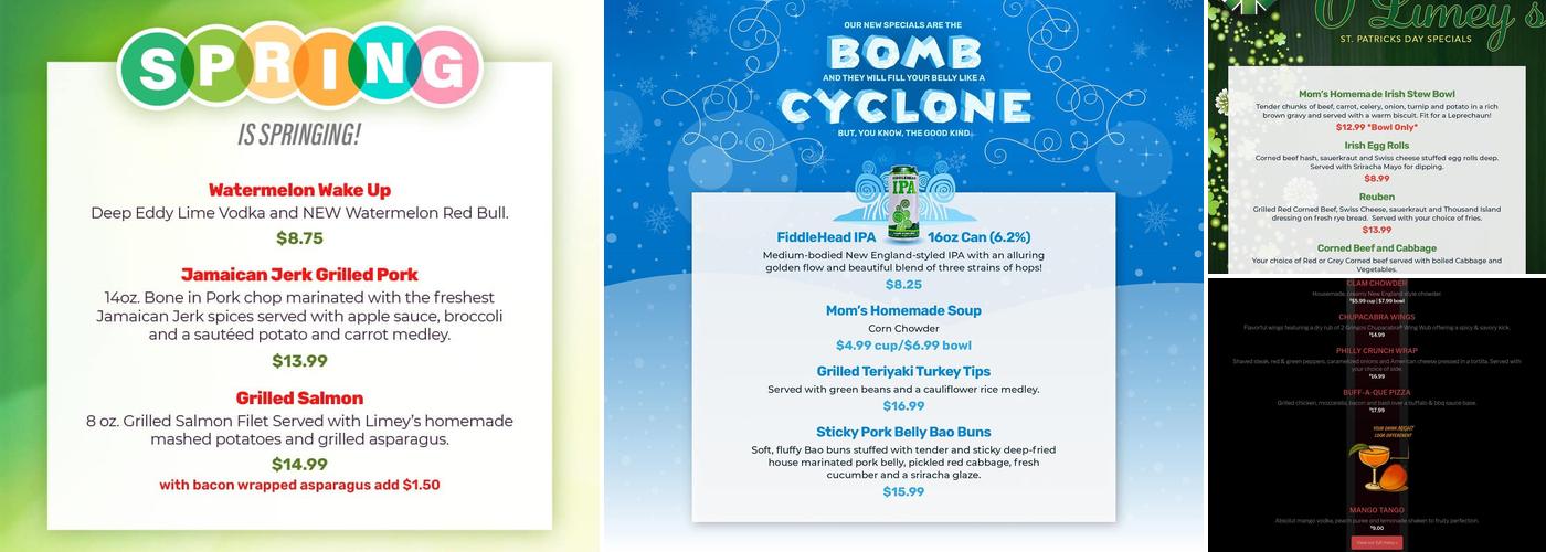 Limey's Pub Menu