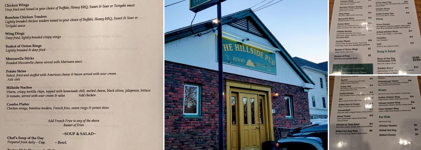 Hillside Pub Menu