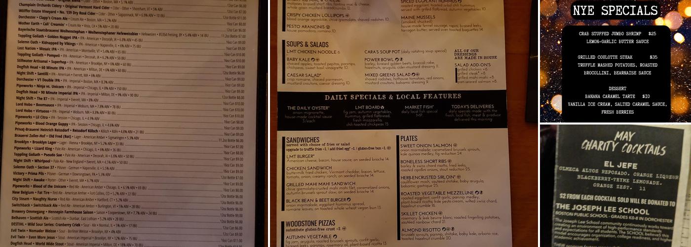 Lower Mills Tavern Menu