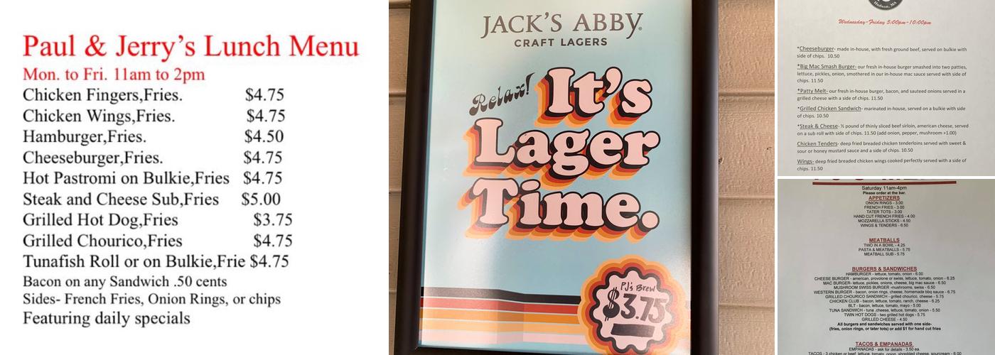 PJ’s Pub Menu