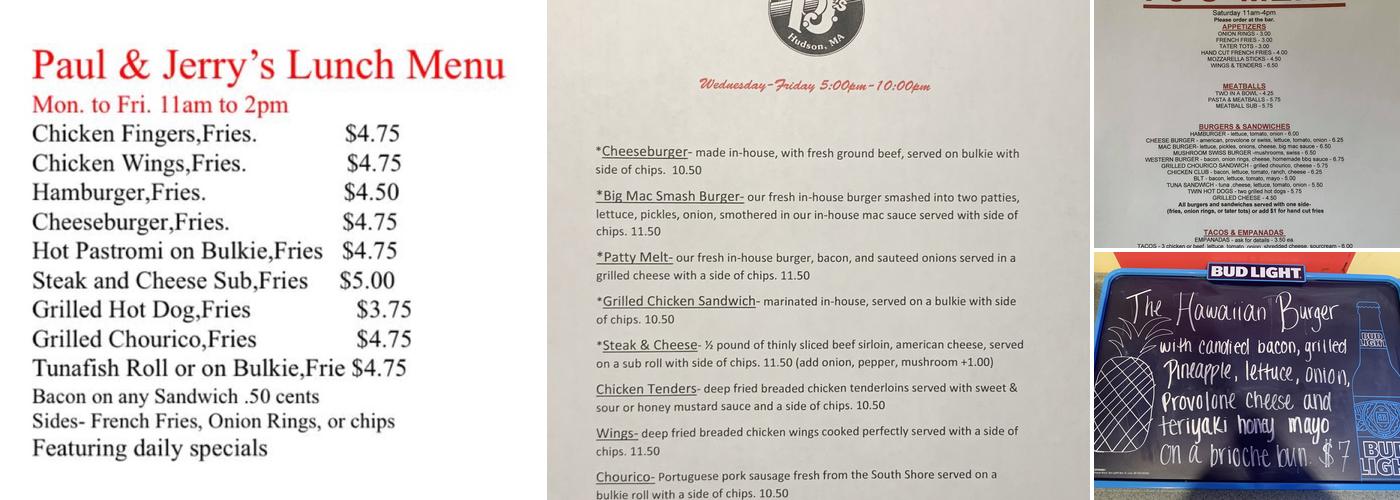 PJ’s Pub Menu