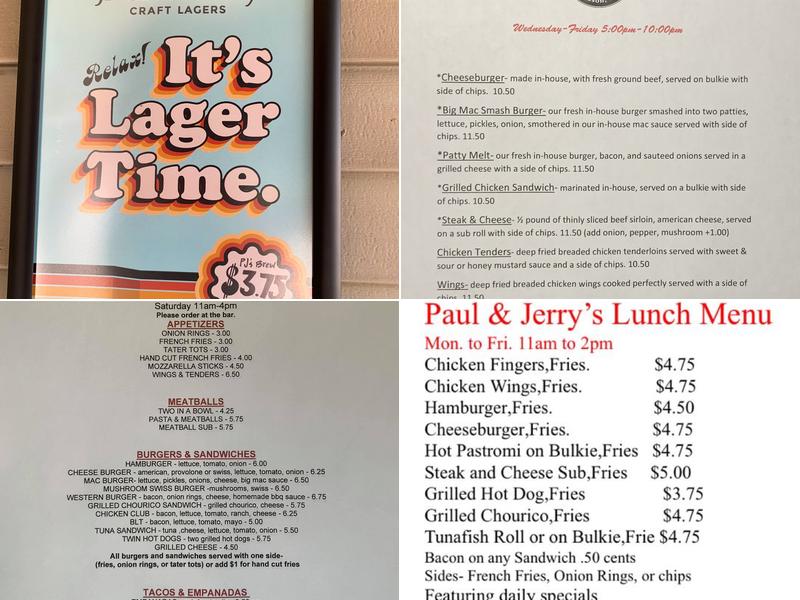 PJ’s Pub Menu