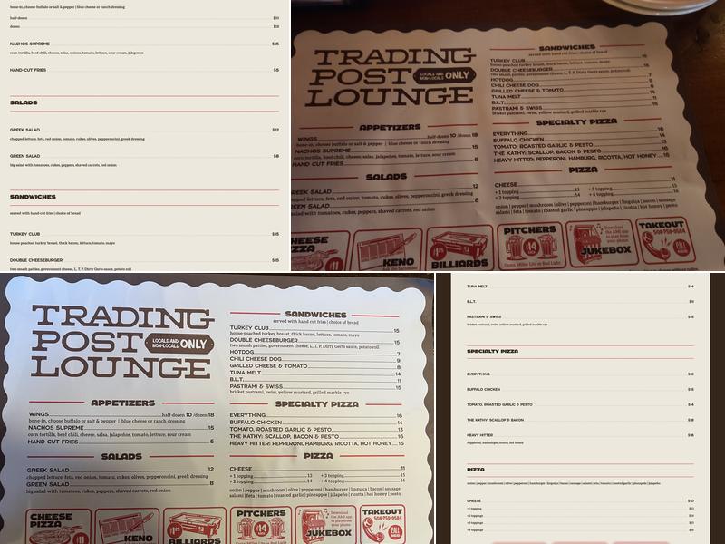 Trading Post Lounge Menu