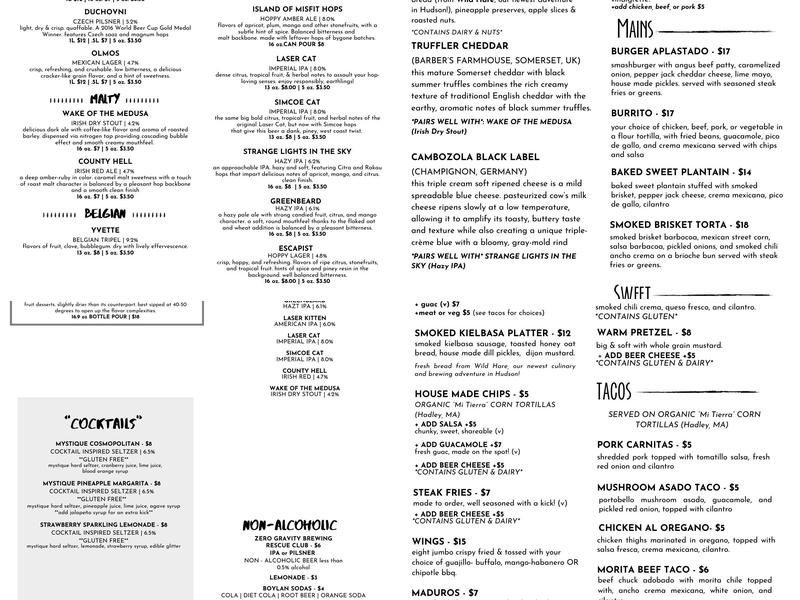 Medusa Brewing Company Menu