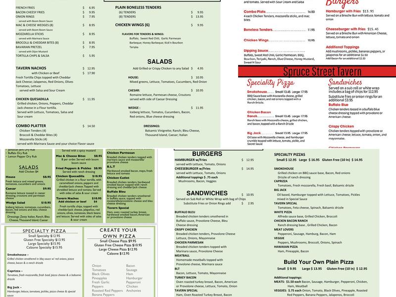 Spruce Street Tavern Menu