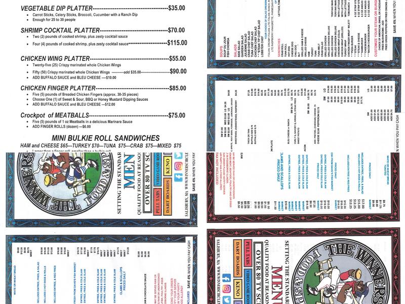 Winner's Circle Menu