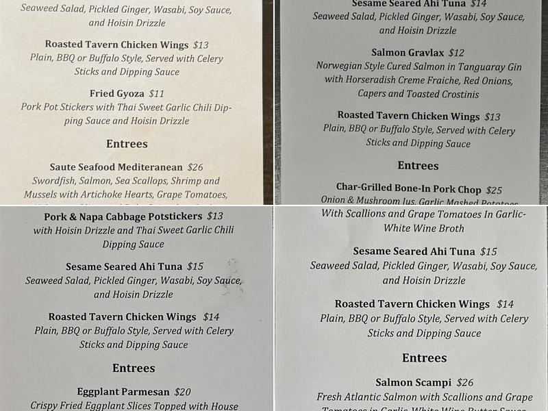 Aroma Tavern and Grill Menu