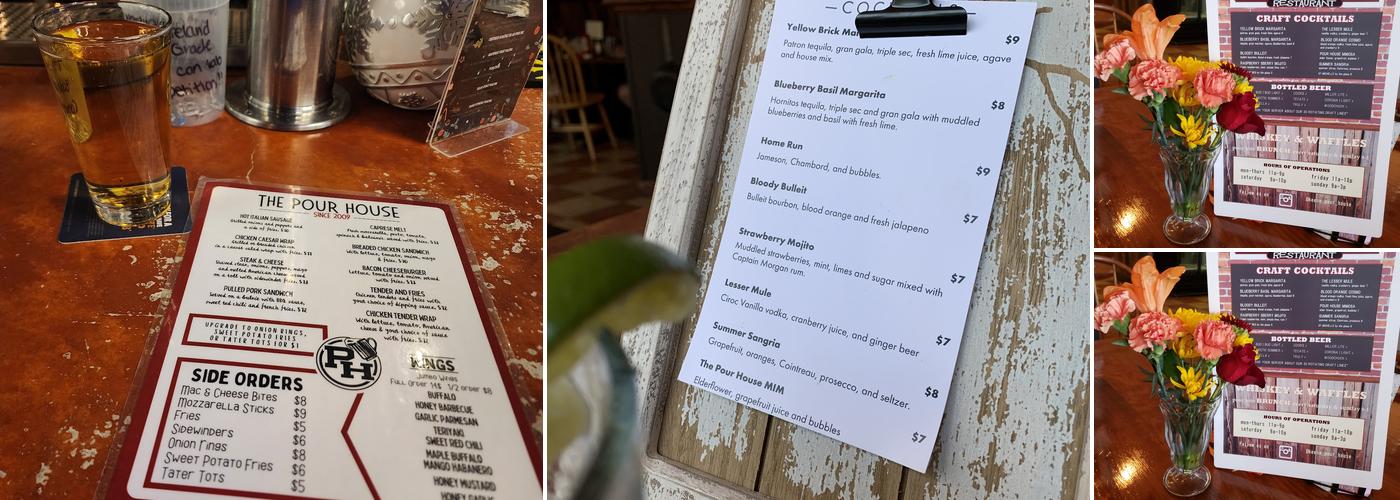 The Pour House Menu