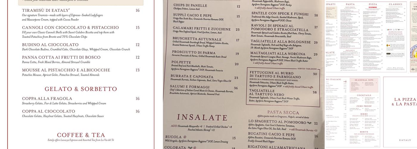 La Pizza & La Pasta Menu