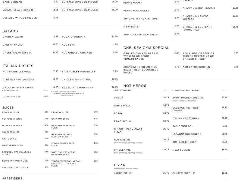 Rocco's Pizza Joint Menu