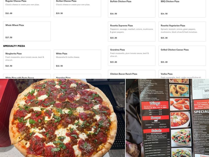 Rosetta Pizza Menu