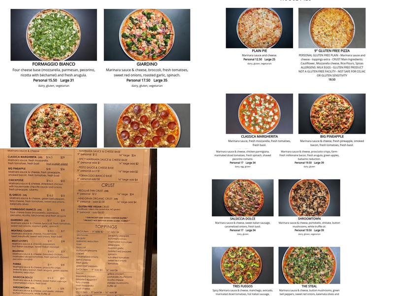 Tappo NYC Thin Crust Pizza Menu