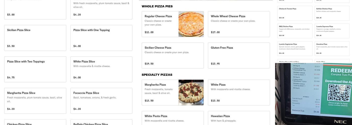 Lunetta Menu